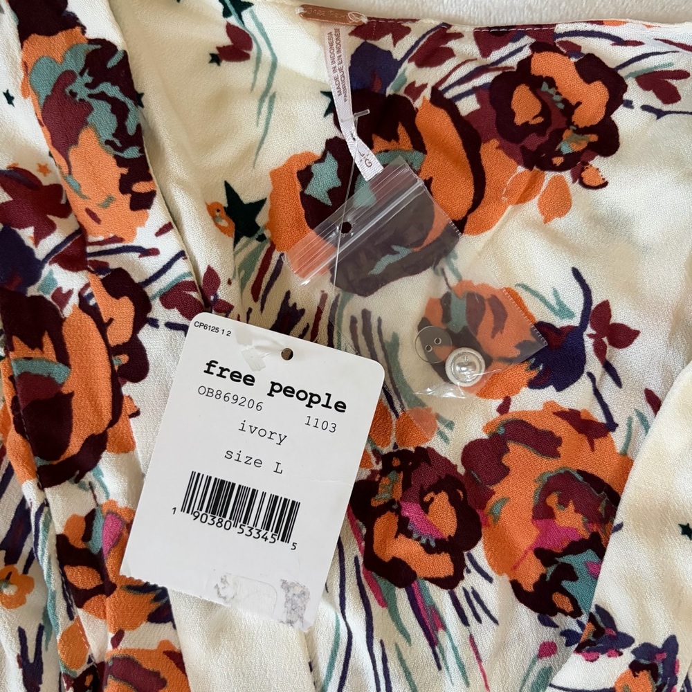 Free People Floral Dress - Ivory and Orange